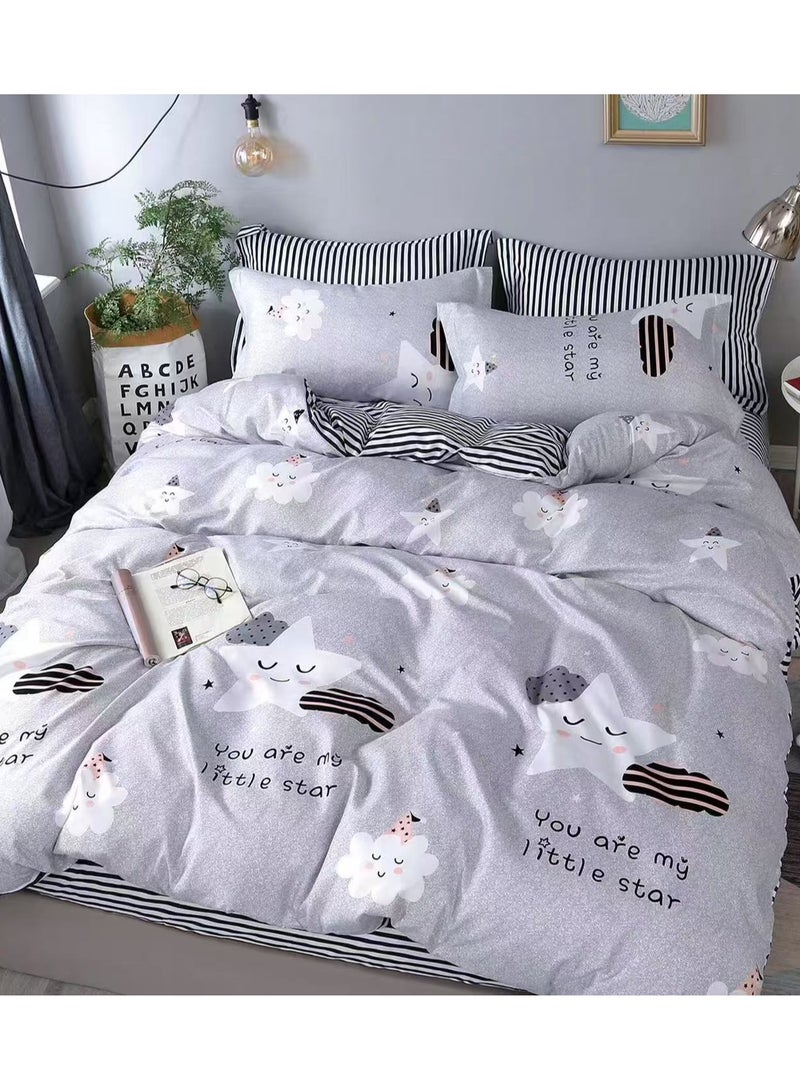 Duoduo home طقم غطاء لحاف بحجم مفرد 160*210 سم، 4 قطع مع ملاءة مناسبة و 2 غطاء وسادة