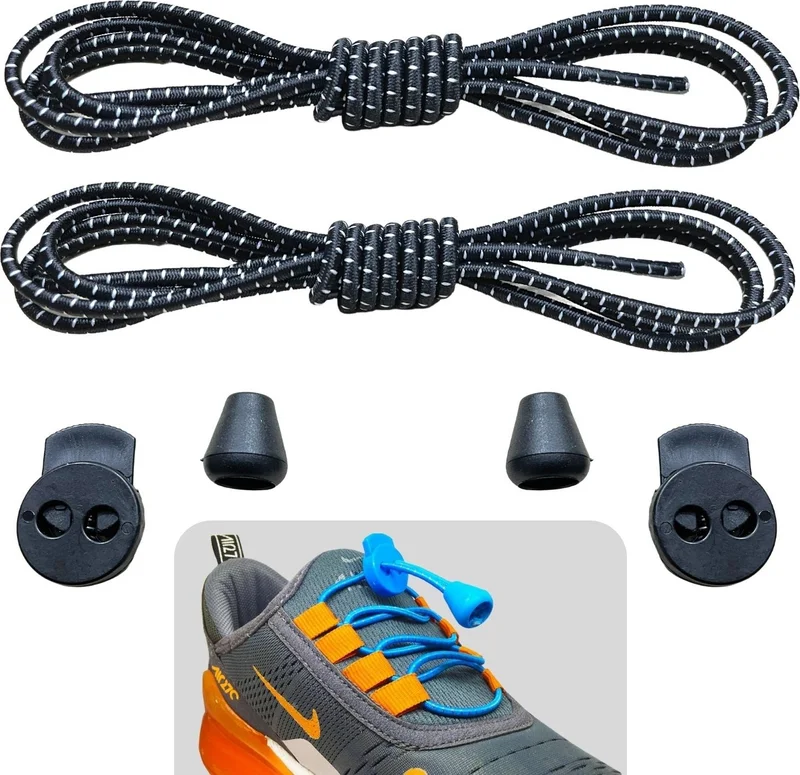 نيستور Round, Smart, Lock, Snap-on, Elastic Boots, Sneaker Laces, 100 Cm, 1 Pair