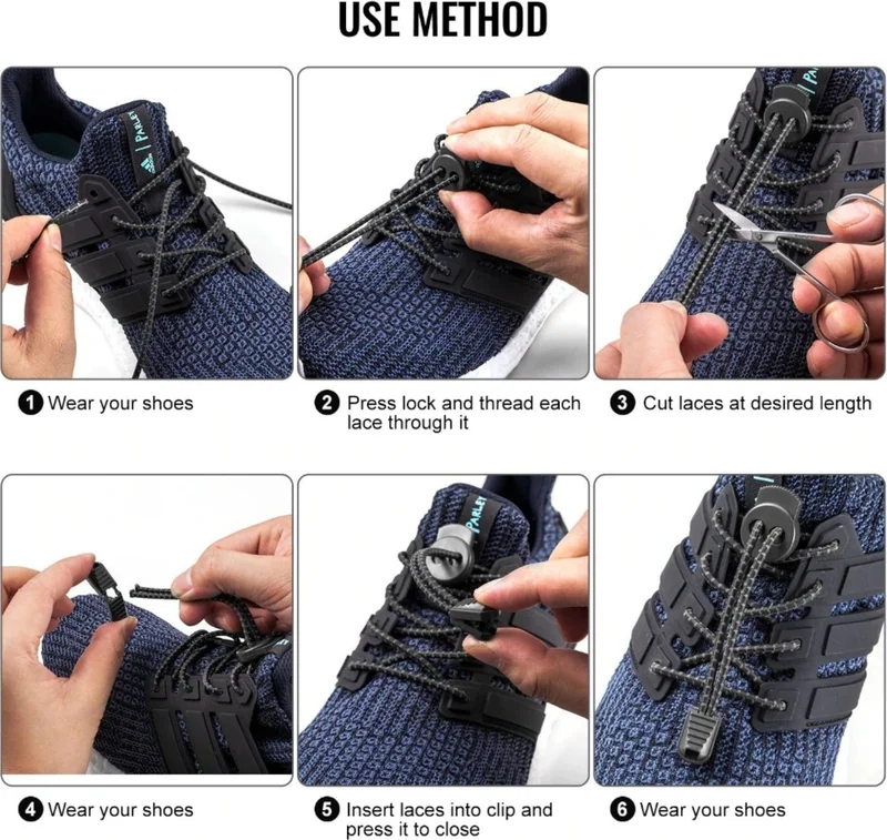نيستور Round, Smart, Lock, Snap-on, Elastic Boots, Sneaker Laces, 100 Cm, 1 Pair