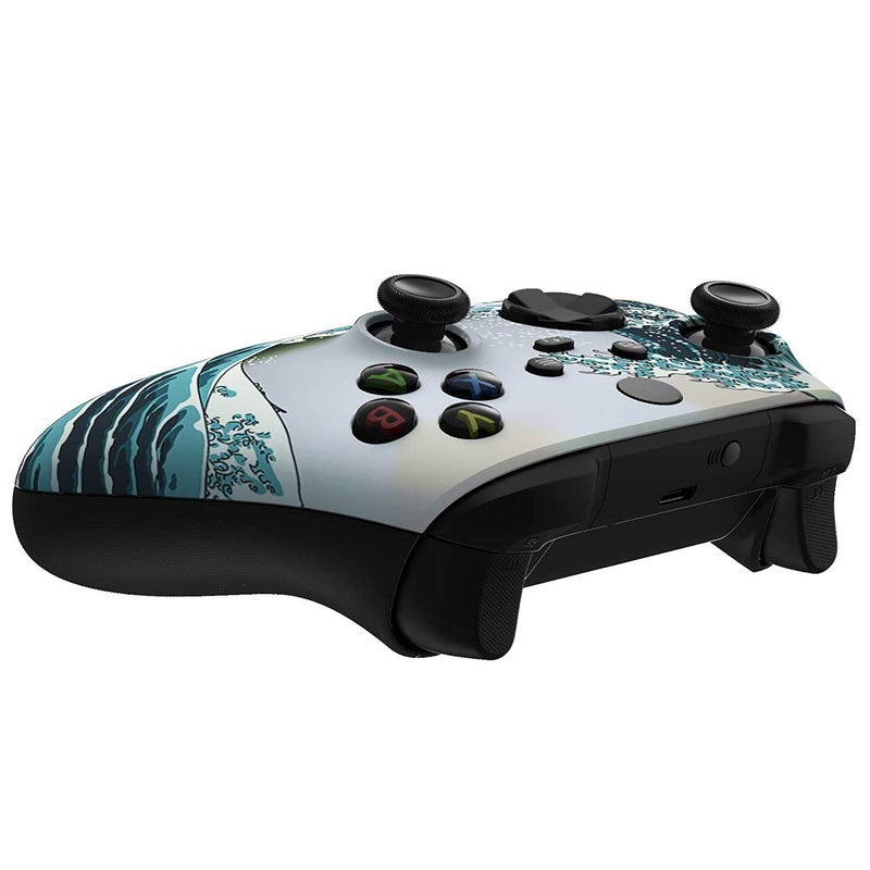 Premium Controllerz Store Xbox Soft Touch Design Custom Gaming Controller -Soft Shell for Comfort Grip X for Microsoft Xbox (Waves) - Image 5