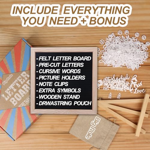 Big Role Felt Letter Board 10x10in Changeable Letter Board with Letters White Precut, Black Felt Message Board, Oak Frame Wooden Letter Board, Baby Announcement Sign Pregnancy Milestones Classroom Office Decor - Image 4