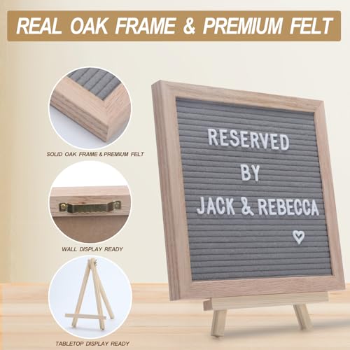 Big Role Felt Letter Board 10x10in Changeable Letter Board with Letters White Precut, Black Felt Message Board, Oak Frame Wooden Letter Board, Baby Announcement Sign Pregnancy Milestones Classroom Office Decor - Image 2