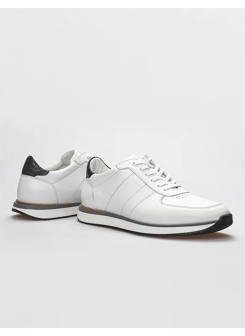 Cabani Leather White Lace-Up Men's Sports Shoes