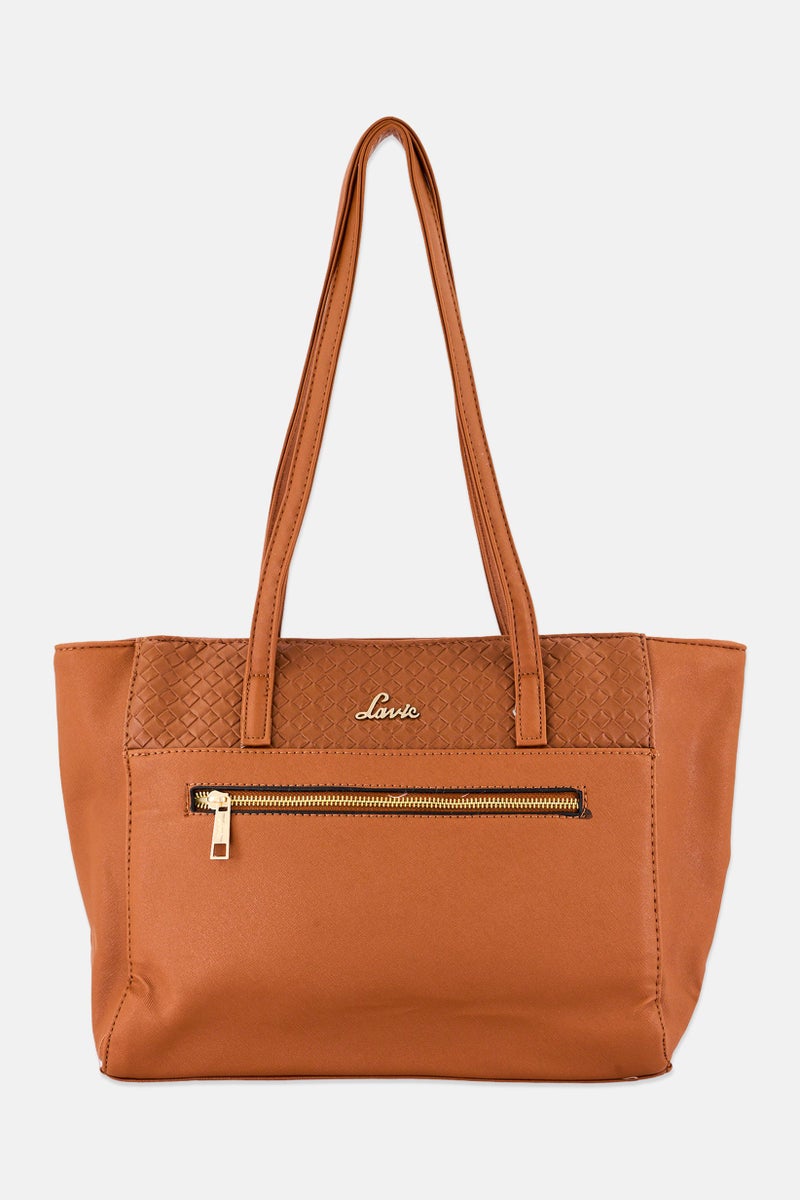 Lavie Women Brand Logo Bot Ziptula Tote Bag, Brown - Image 1
