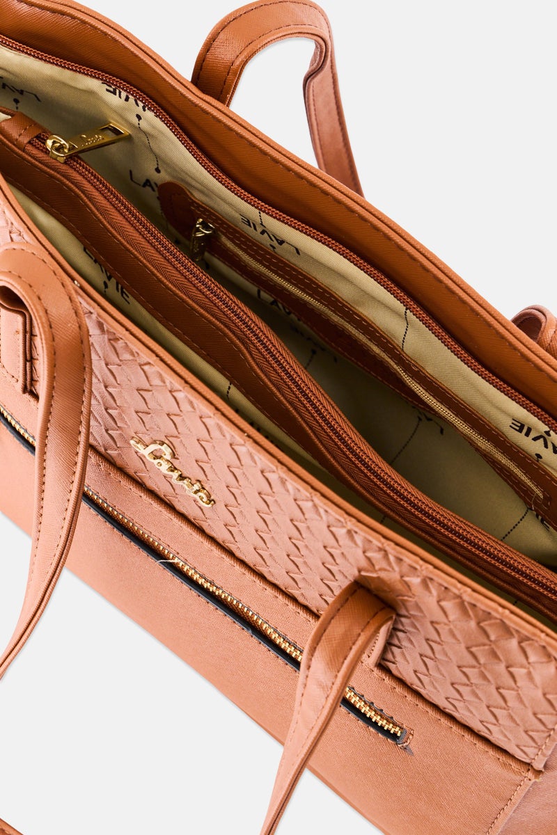 Lavie Women Brand Logo Bot Ziptula Tote Bag, Brown - Image 3