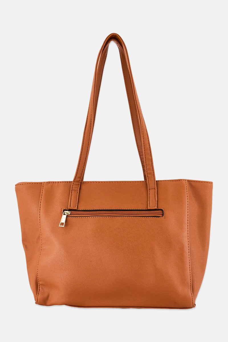 Lavie Women Brand Logo Bot Ziptula Tote Bag, Brown - Image 2