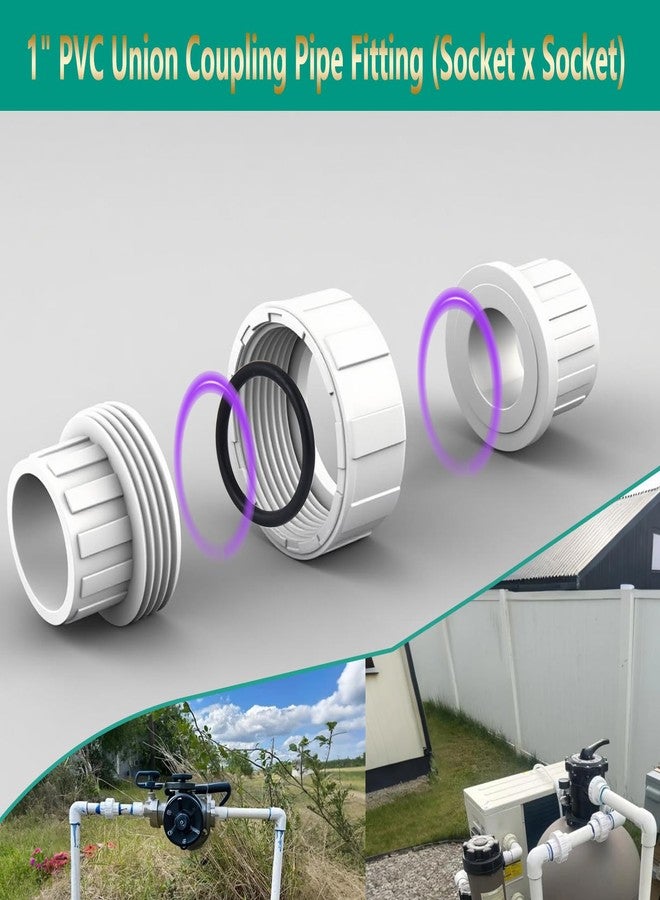 LUOFANT 1" PVC Union Pipe Fitting,PVC Adapter(Socket x Socket),1Inch PVC Slip Union, EPDM O-Ring,2 Pcs… - Image 5