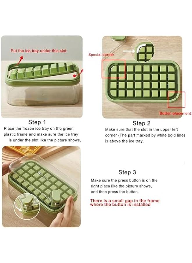 HOOKOR Ice Cube Tray with Lid for Freezer 64 Nuggets,Silicone Ice Cube Tray with Ice shovel for Freezer BPA Free,Ice Cube Molds,Ice Cube Maker Ice Maker Tray with Bin (Green) - Image 2