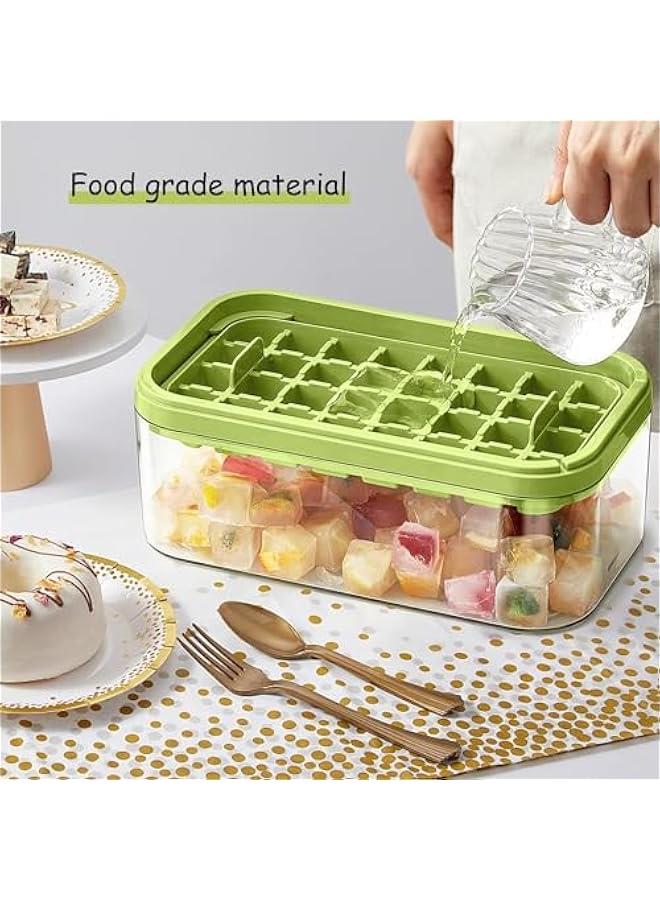 HOOKOR Ice Cube Tray with Lid for Freezer 64 Nuggets,Silicone Ice Cube Tray with Ice shovel for Freezer BPA Free,Ice Cube Molds,Ice Cube Maker Ice Maker Tray with Bin (Green) - Image 5