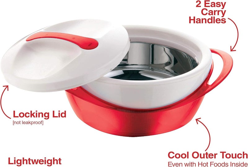 PINNACLE Large Insulated Casserole Dish with Lid 3.6 qt. Elegant Hot Pot Food Warmer/Cooler -Thermal Soup/Salad Serving Bowl Stainless Steel Hot Food Container–Best Gift Set for Moms –Holidays Red - Image 5