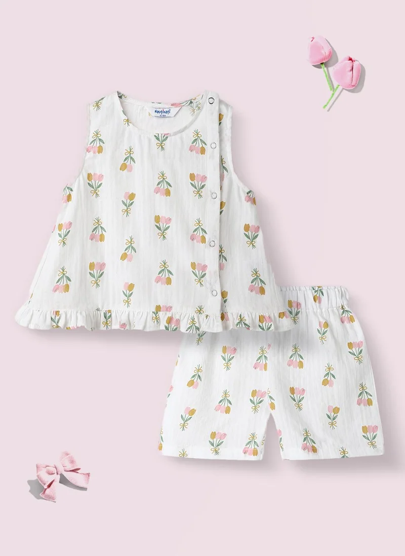 نوتيناتي طقم ملابس قطنية موسلين للأطفال الرضع من نوتيناتى بنقوشات بلوزة وشورت