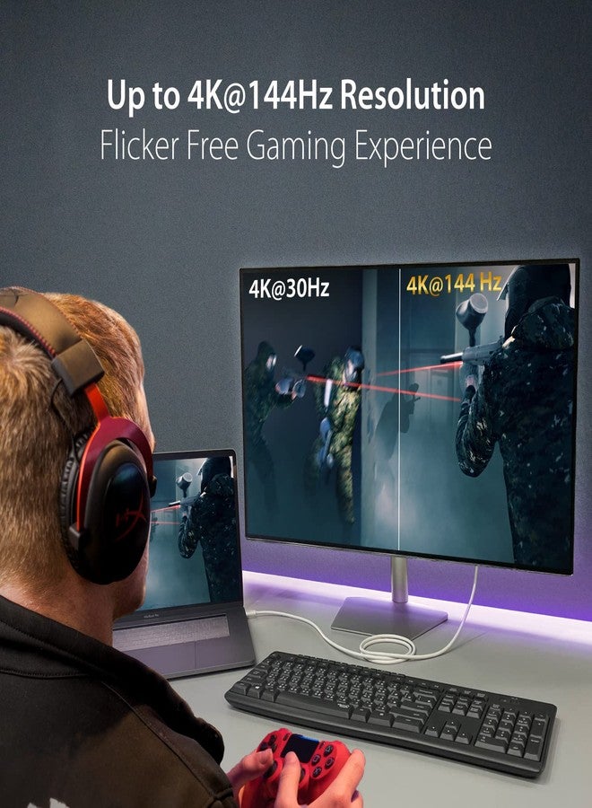 j5create USB-C to DisplayPort Cable - 4K@144Hz, 3.9ft, Type C to DP Cable, Compatible with iPhone 15 Pro/Max, MacBook Pro/Air, iPad Pro, XPS, Thunderbolt 4, USB 4 (JCA141) - Image 3