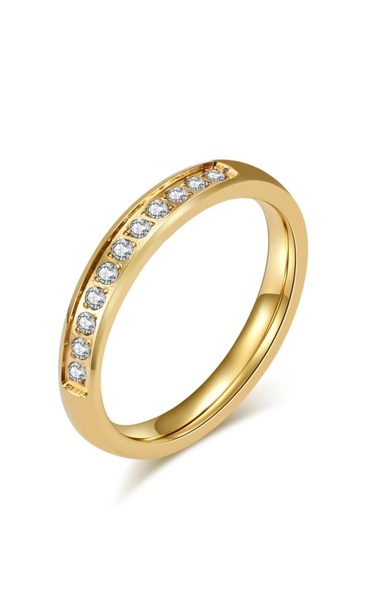 ROMAD Elegant women’s gold ring adorned with diamond-like zircon stones - Image 1