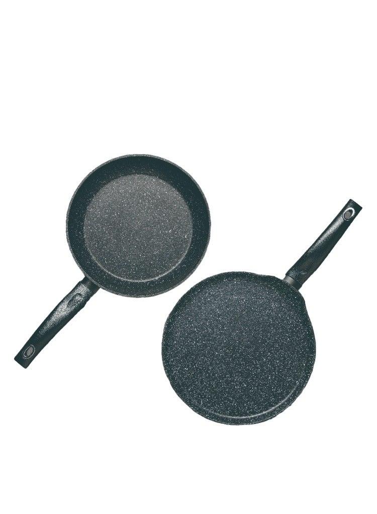 BERGNER ORION 2PCS COOKWARWE SET, FORGED ALUMINUM COOKING SET, INDUCTION BOTTOM COOKWARE, MARBLE+ NON-STICK COATING COOKWARE POTS, SUITABLE FOR ALL STOVES, GREY COLOR, BG30068GY - Image 2