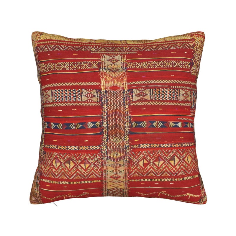 Multicolor 19.69x19.69inch Moroccan Berber Sofa Cushion And Pillow Cover Printed On Both Sides For Living Room - Image 1