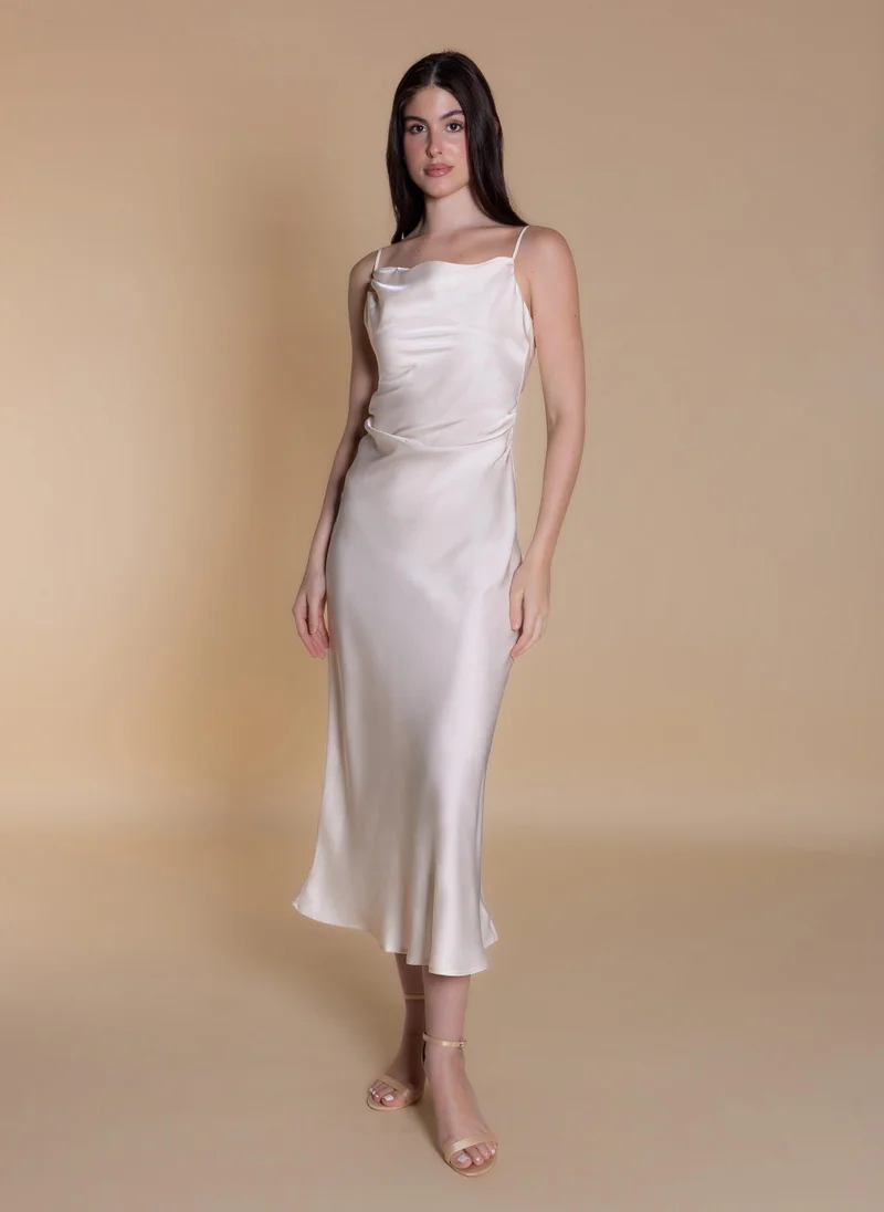 شايبس DRAPED MIDI SATIN DRESS