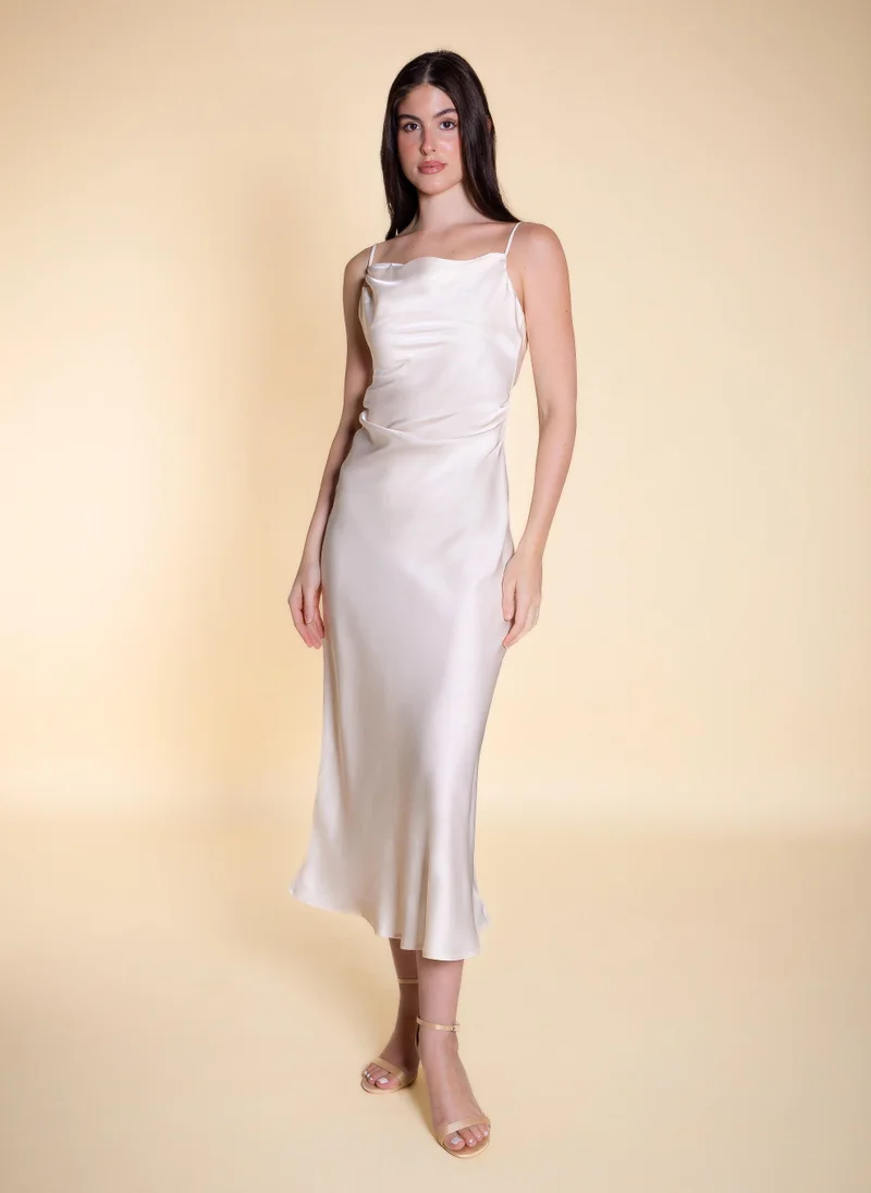 شايبس DRAPED MIDI SATIN DRESS