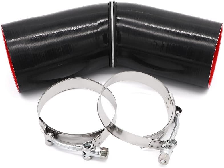 TuoLauthon 45 Degree 4-Ply Elbow Coupler Silicone Hose 3 inch (76mm) with T-Bolt Clamps - Image 1