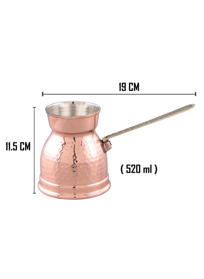 Majestic Majestic Copper Turkish Coffee Pot – Capacity: 520 ml (Large Size), Hammered Design, Rose Gold Finish – Handcrafted with Elegant Handle, Perfect for Turkish Coffee, Arabic Coffee, Tea, Milk, and Hot Beverages  - Image 5