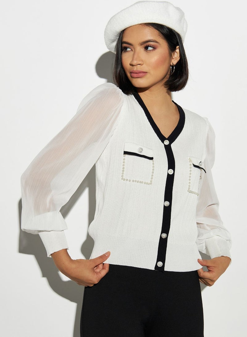 2Xtremz Embellished Pocket Detail Puff Sleeve Dress  - Image 1