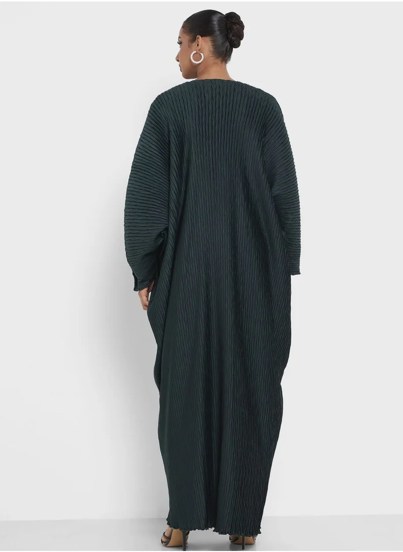 hayas closet V-Neck Pleated Abaya