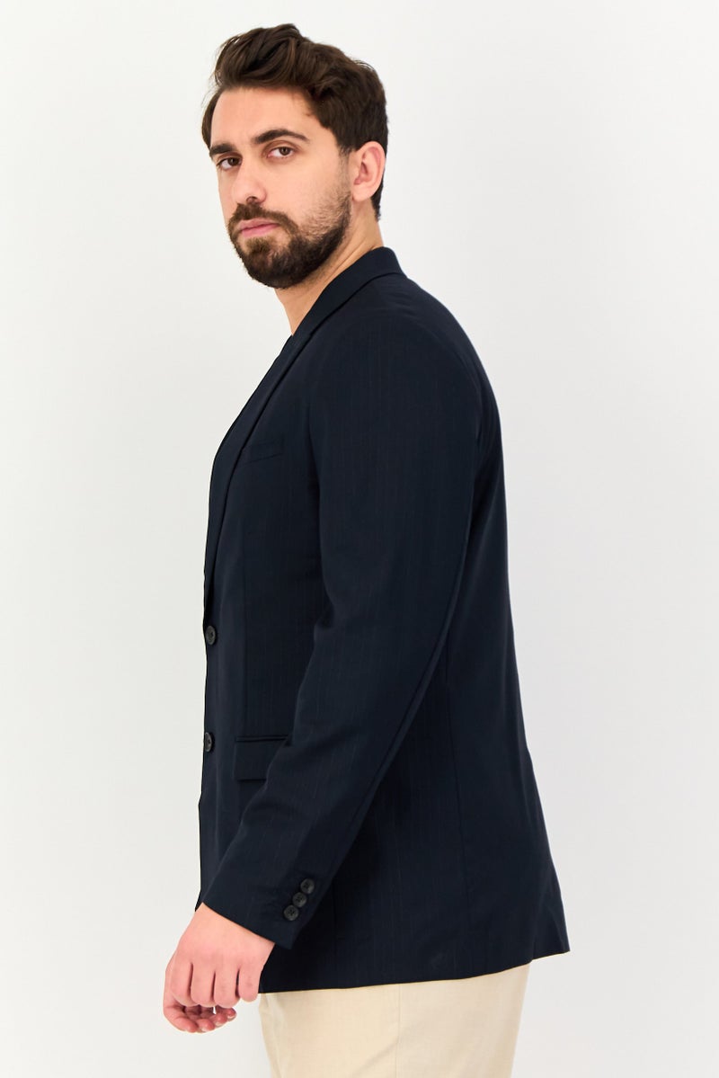 SELECTED Men Regular Fit Textured Casual Blazer, Dark Navy - Image 2