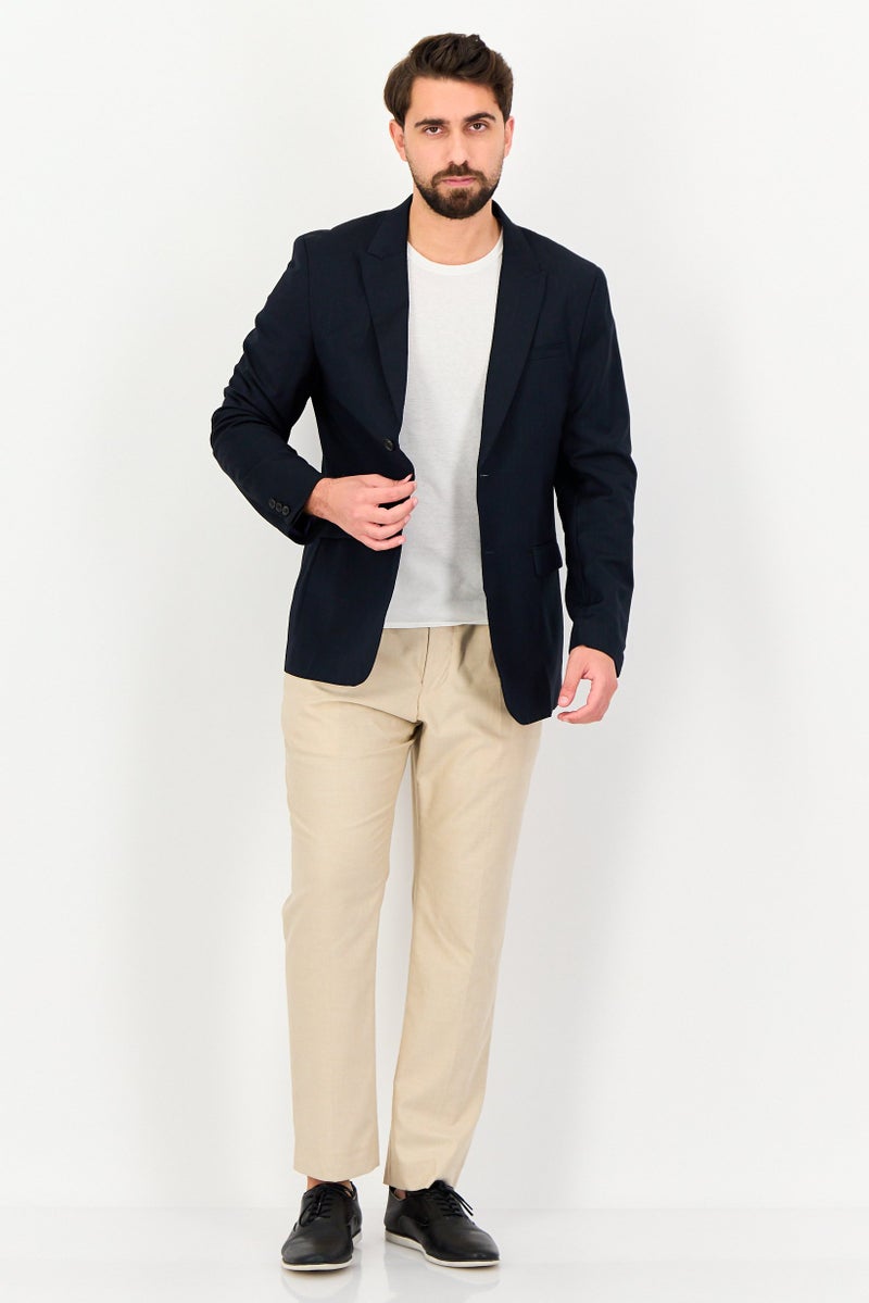 SELECTED Men Regular Fit Textured Casual Blazer, Dark Navy - Image 4