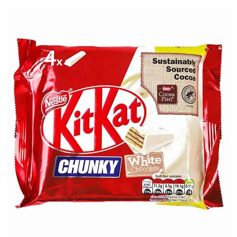 Nestle Kit Kat Chunky 4 Bars of Crispy Wafer Fingers Covered With White Chocolate - 160G