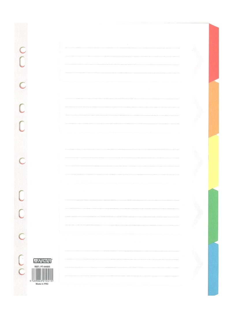 PARTNER - 5-Pack 5 Tab Paper Divider Multicolour - Image 1