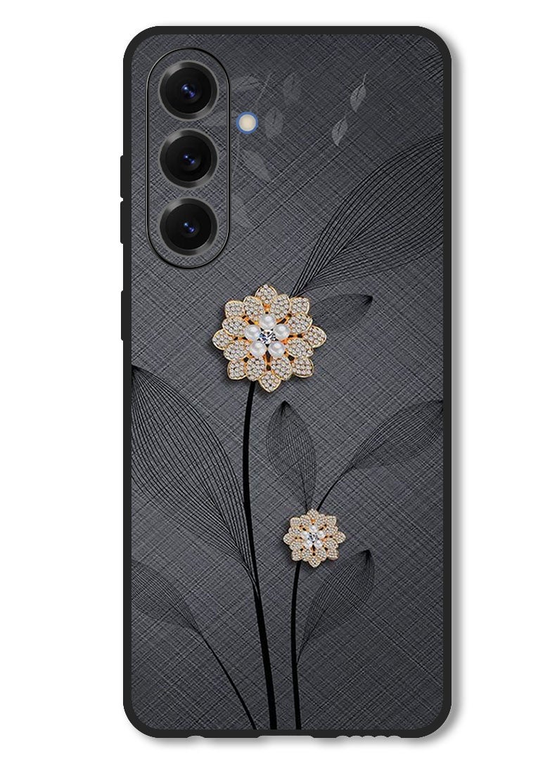 Theodor Case Compatible with Samsung Galaxy M56 6.74 Inch Protection Shockproof Bumper Cover Diamond Flowers - Image 1