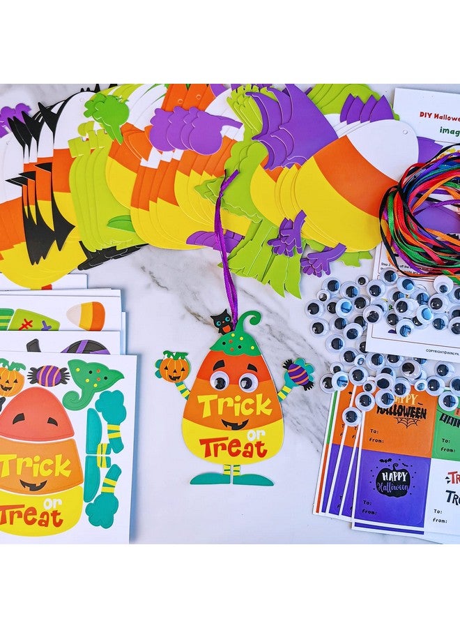 Winlyn 32 Sets Halloween Crafts Kits DIY Halloween Ornaments Decorations Art Sets Pumpkin Monster Jack-o'-Lantern Stickers Arts Crafts Supplies Kit Googly Eyes for Kids Party Home Classroom Activities - Image 2