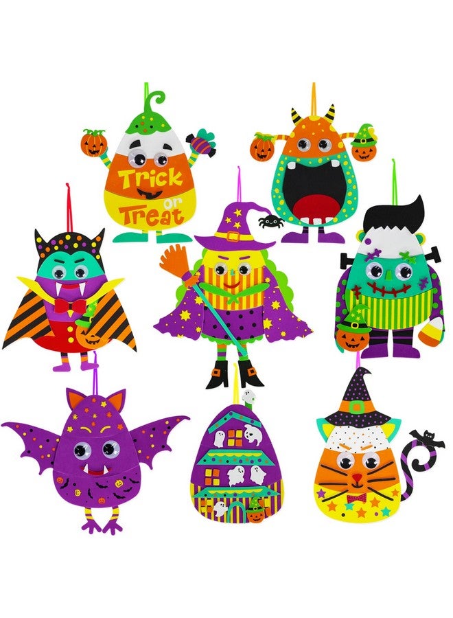 Winlyn 32 Sets Halloween Crafts Kits DIY Halloween Ornaments Decorations Art Sets Pumpkin Monster Jack-o'-Lantern Stickers Arts Crafts Supplies Kit Googly Eyes for Kids Party Home Classroom Activities - Image 4