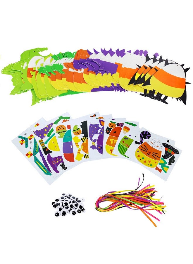 Winlyn 32 Sets Halloween Crafts Kits DIY Halloween Ornaments Decorations Art Sets Pumpkin Monster Jack-o'-Lantern Stickers Arts Crafts Supplies Kit Googly Eyes for Kids Party Home Classroom Activities - Image 5