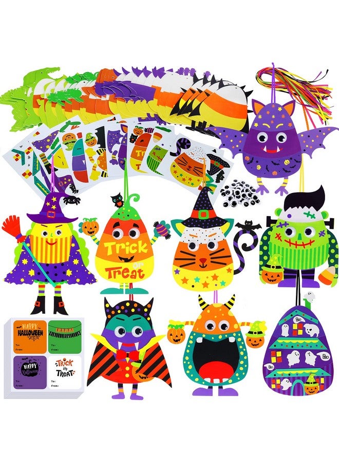 Winlyn 32 Sets Halloween Crafts Kits DIY Halloween Ornaments Decorations Art Sets Pumpkin Monster Jack-o'-Lantern Stickers Arts Crafts Supplies Kit Googly Eyes for Kids Party Home Classroom Activities - Image 1
