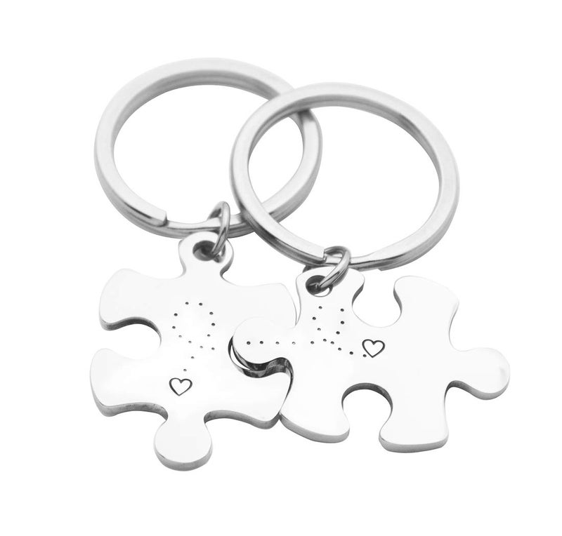 Eilygen Puzzle Piece Couple Keychains You Are My Missing Piece You Fit Me Perfectly Keyring Set (Heart to Heart) - Image 5