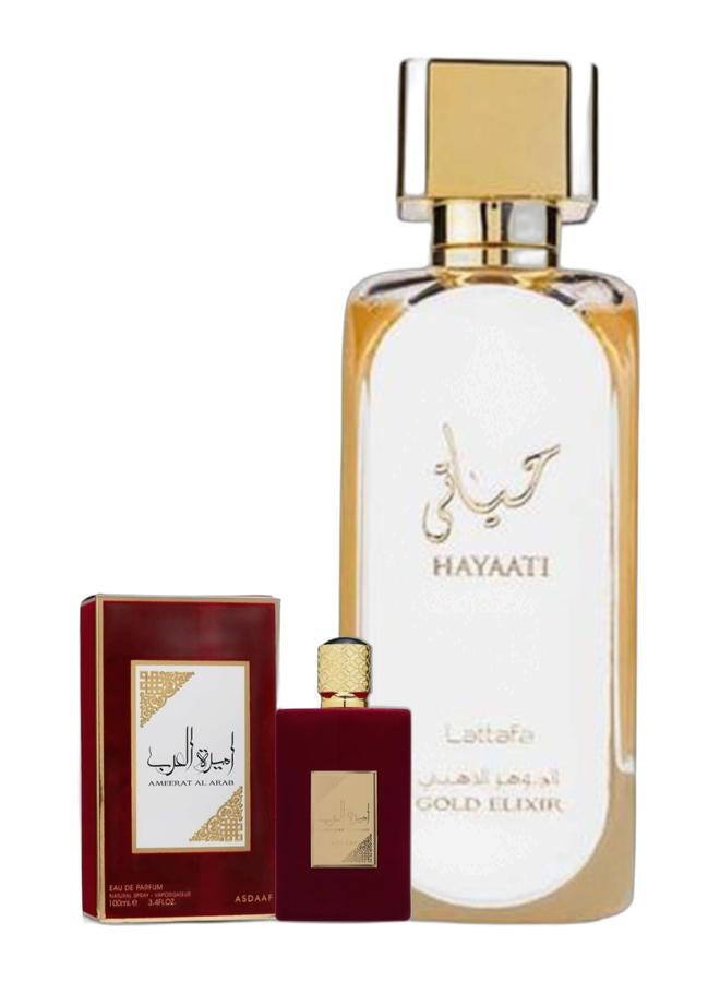 Lattafa Ameerat Al Arab EDP 100ml & Hayaati Gold Elixir EDP 100ml Bundle - Image 1