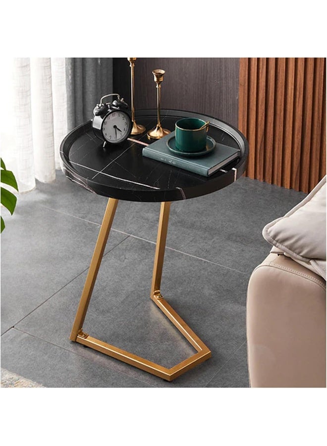 Generic L-Shaped Sofa Side Table, Side Table with Wood MDF Top and Metal Combination, Multipurpose Side Table, Space Saving Design for Small Spaces, Living Room, Bedroom, Bathroom - Image 1