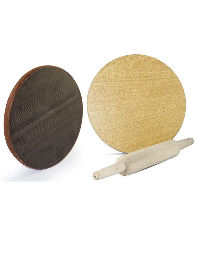 ALSAQER Wooden Chaklabin with Rolling Pin | Rigag Maker | Chakla Wooden Roti Maker | Pizza Maker | Chapati Flatbread Tortilla Maker with Rolling Pin 12"  - Image 5