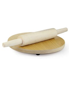 Wooden Chaklabin with Rolling Pin | Rigag Maker | Chakla Wooden Roti Maker | Pizza Maker | Chapati Flatbread Tortilla Maker with Rolling Pin 12"