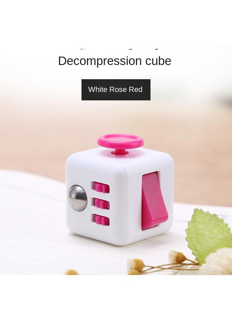 Y&D Unzip Rubik's Cube Toy Fidget Cube Adult Decompression Game Dice-White Rose Red 