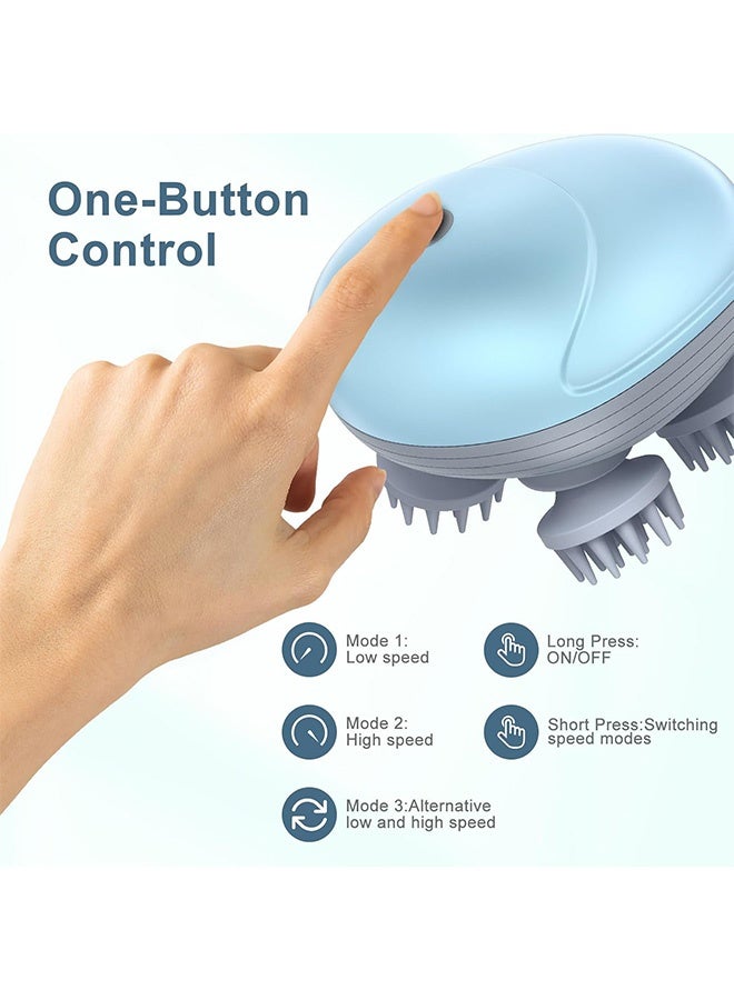 غنافوتو جهاز تدليك الحيوانات الأليفة المحمول باليد المطور للكلاب والقطط، أداة تدليك كهربائية محمولة باليد لتدليك فروة الرأس، مع 4 رؤوس تدليك قابلة للدوران، لتخفيف تيبس العضلات المشدودة، أزرق - Image 4
