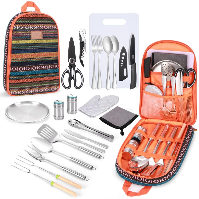 Freehiker Camping Cooking Utensils Set - Camping Essentials Accessories Gear Must Haves - Camper Tent Kitchen Equipment RV Cookware Supplies Gadgets Outdoor Stove Portable Picnic Gifts BBQ Stuff - Image 1