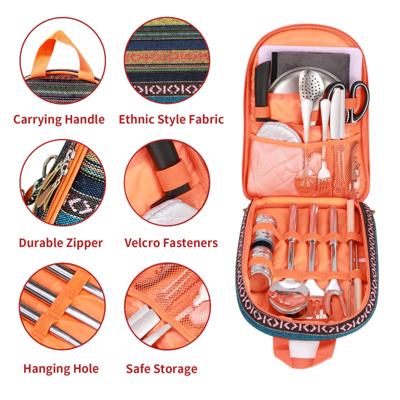Freehiker Camping Cooking Utensils Set - Camping Essentials Accessories Gear Must Haves - Camper Tent Kitchen Equipment RV Cookware Supplies Gadgets Outdoor Stove Portable Picnic Gifts BBQ Stuff - Image 2