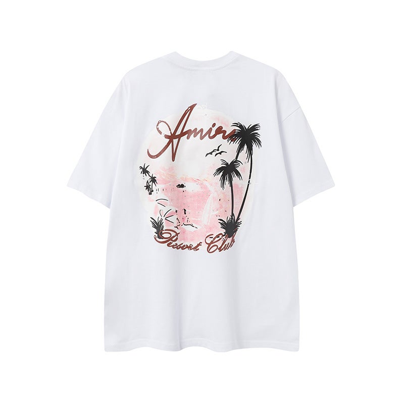 2025 Am Peace Dove Flow Paint Graffiti Letter T Starry Sky Classic Logo Short Sleeve Couple T-Shirt Iri - Image 1