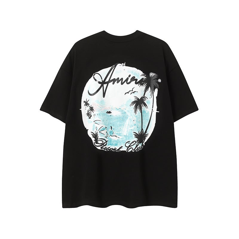 2025 Am Peace Dove Flow Paint Graffiti Letter T Starry Sky Classic Logo Short Sleeve Couple T-Shirt Iri - Image 5