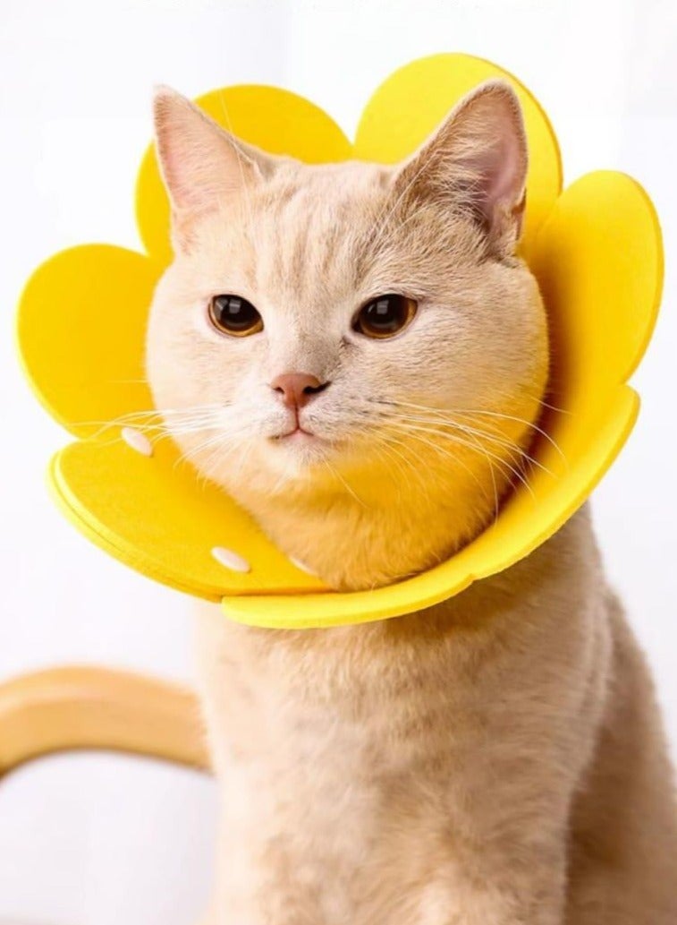 A.M Elizabeth Collar Cat Dog Wound Protection After Surgery Wound Leaking Push Button Type Cute Adjustable Lightweight Soft Flower - Image 1