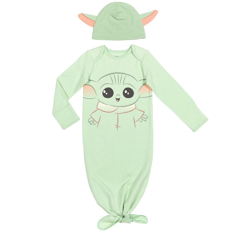 STAR WARS The Mandalorian The Child Newborn Baby Boys Cosplay Sleeper Gown and Hat 0-6 Months - Image 1