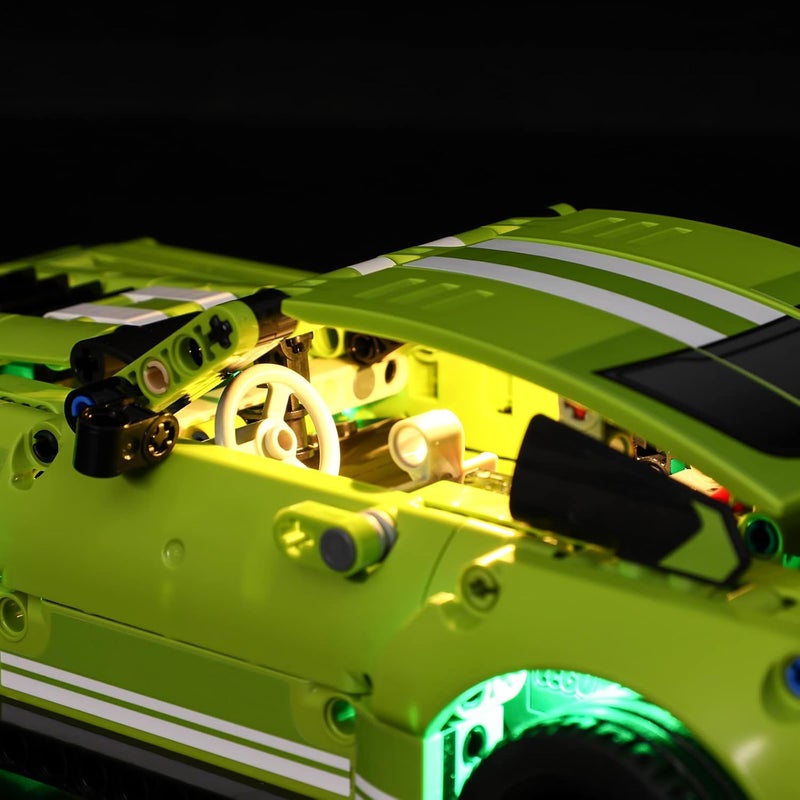 بريكسماكس مجموعة إضاءة BRIKSMAX LED لسيارة Ford Mustang Shelby GT500 Techinc - متوافقة مع نموذج مجموعة سيارات Lego Technic 42138 - لا تشمل مجموعة Lego - Image 4