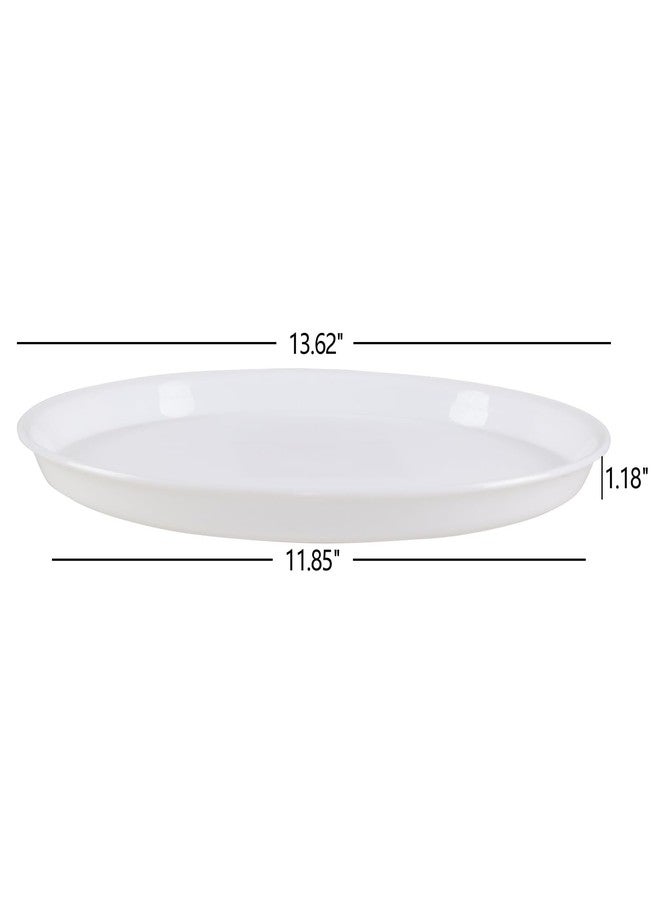 Fiazony 6-Pack Plastic Round Food Serving Tray, Round Restaurant Serving Trays, White - Image 2