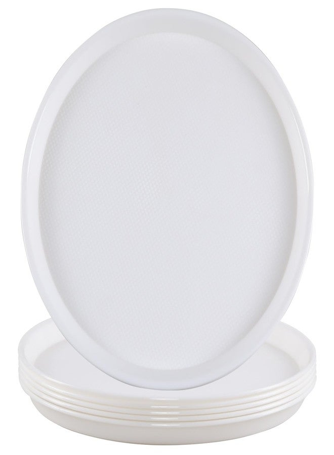 Fiazony 6-Pack Plastic Round Food Serving Tray, Round Restaurant Serving Trays, White - Image 1